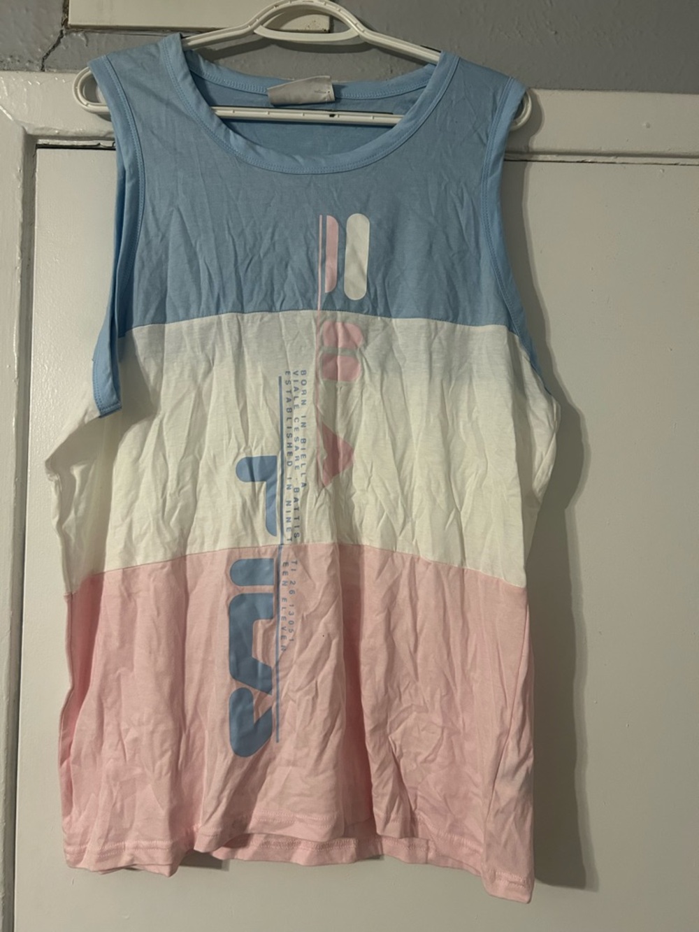 FILA Colorblock Tank Top - Light Blue/White/Pink